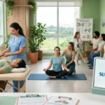 mostrando pacientes e profissionais participando de diversas Práticas Integrativas e Complementares em Saúde, com logotipos do SUS e PNPIC e linha do tempo histórica